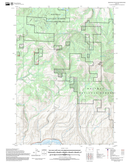2025 Forest Service Topo Map of Brannan Gulch Oregon