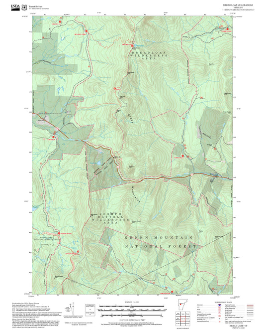 2025 Forest Service Topo Map of Bread Loaf Vermont