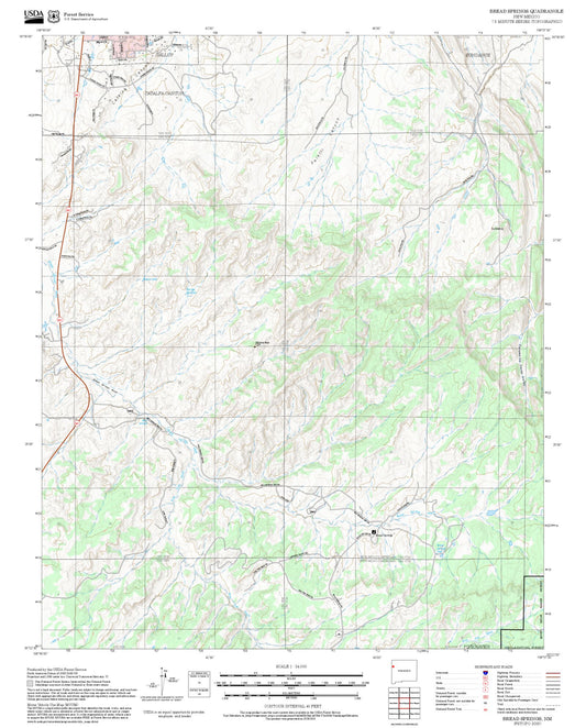 2025 Forest Service Topo Map of Bread Springs New Mexico