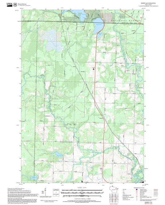 2025 Forest Service Topo Map of Breed Wisconsin