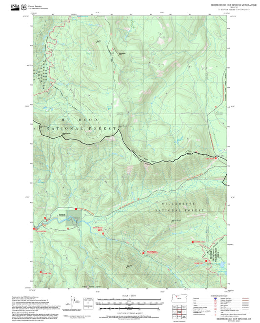 2025 Forest Service Topo Map of Breitenbush Hot Springs Oregon