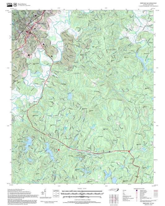 2025 Forest Service Topo Map of Brevard North Carolina