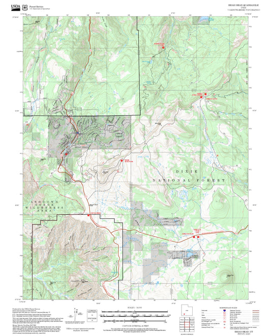 2025 Forest Service Topo Map of Brian Head Utah