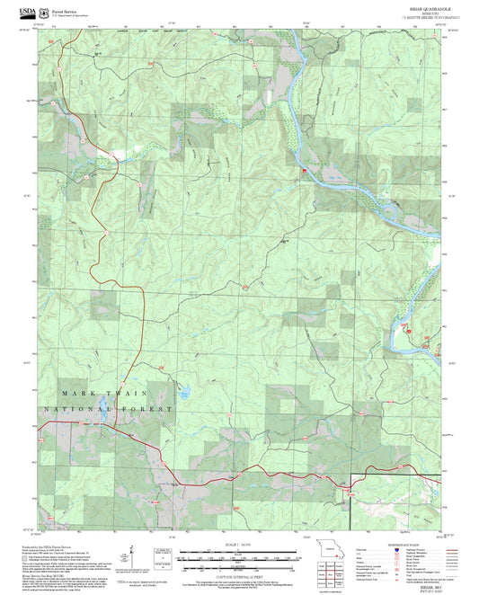 2025 Forest Service Topo Map of Briar Missouri