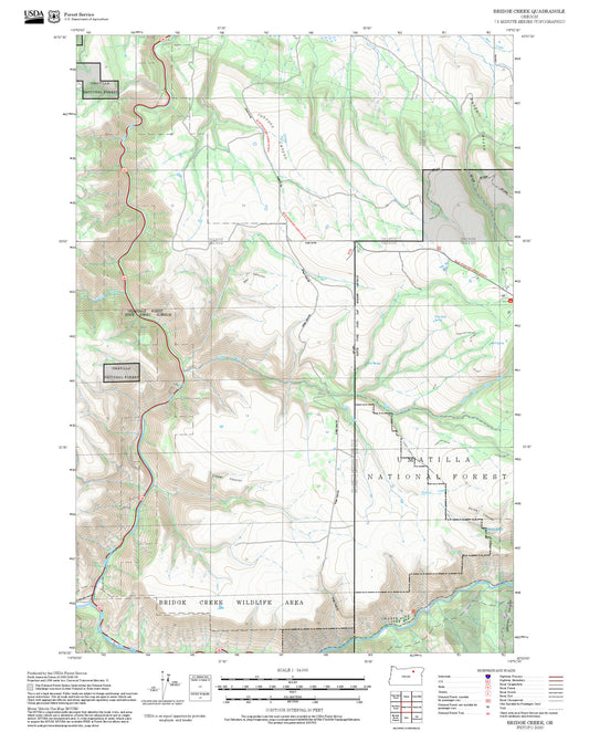2025 Forest Service Topo Map of Bridge Creek Oregon