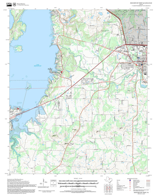 2025 Forest Service Topo Map of Bridgeport West Texas