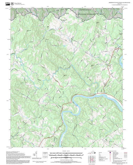 2025 Forest Service Topo Map of Brierpatch Mountain Virginia
