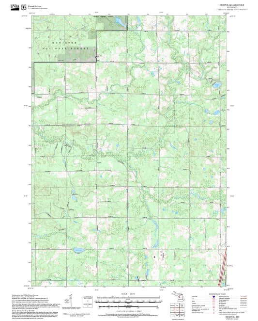 2025 Forest Service Topo Map of Bristol Michigan