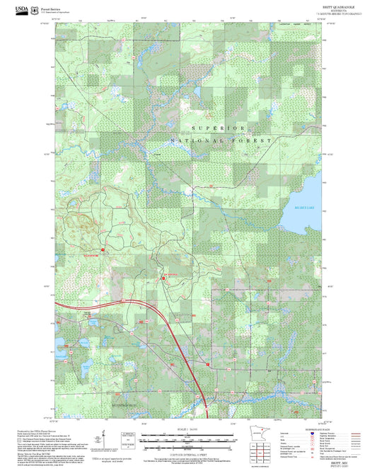2025 Forest Service Topo Map of Britt Minnesota