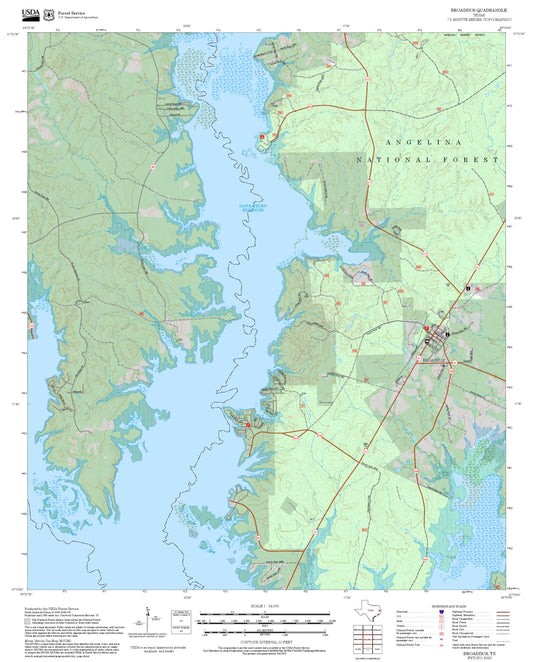 2025 Forest Service Topo Map of Broaddus Texas