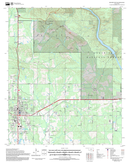 2025 Forest Service Topo Map of Broken Bow Oklahoma
