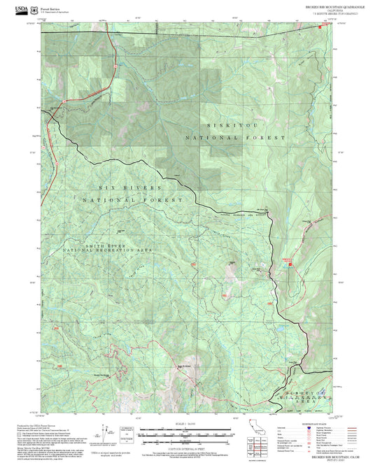 2025 Forest Service Topo Map of Broken Rib Mountain California