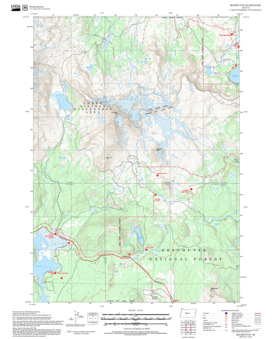 2025 Forest Service Topo Map of Broken Top Oregon
