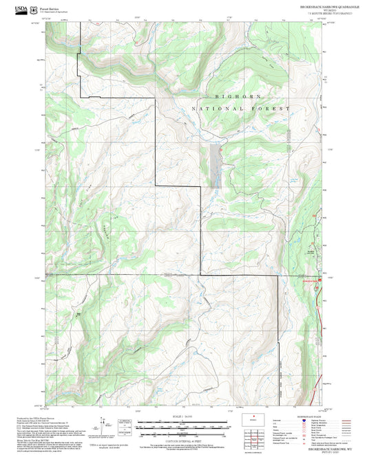 2025 Forest Service Topo Map of Brokenback Narrows Wyoming