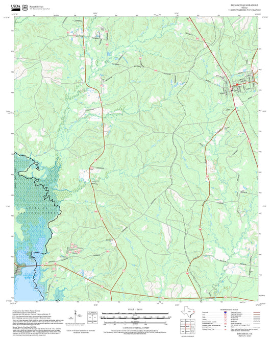 2025 Forest Service Topo Map of Bronson Texas