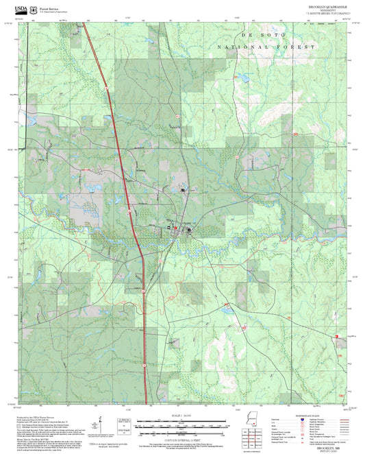 2025 Forest Service Topo Map of Brooklyn Mississippi