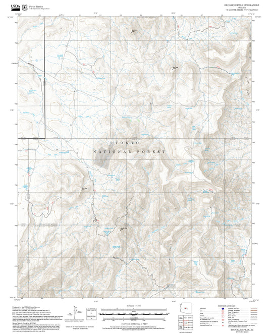 2025 Forest Service Topo Map of Brooklyn Peak Arizona