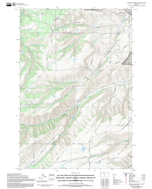 2025 Forest Service Topo Map of Brown Creek Oregon