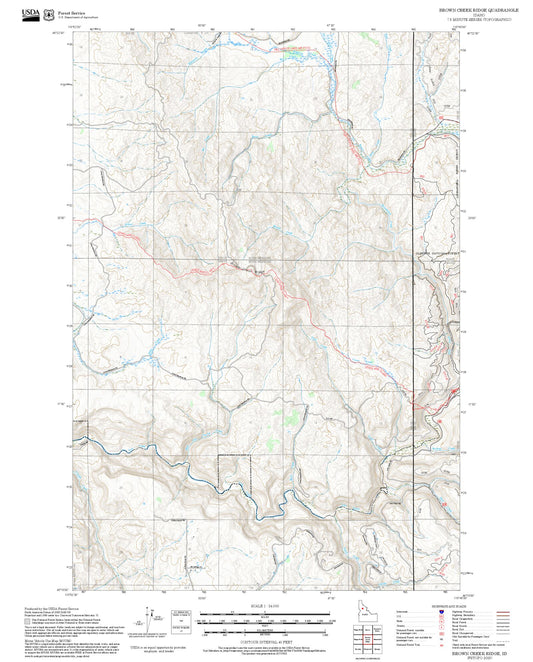 2025 Forest Service Topo Map of Brown Creek Ridge Idaho
