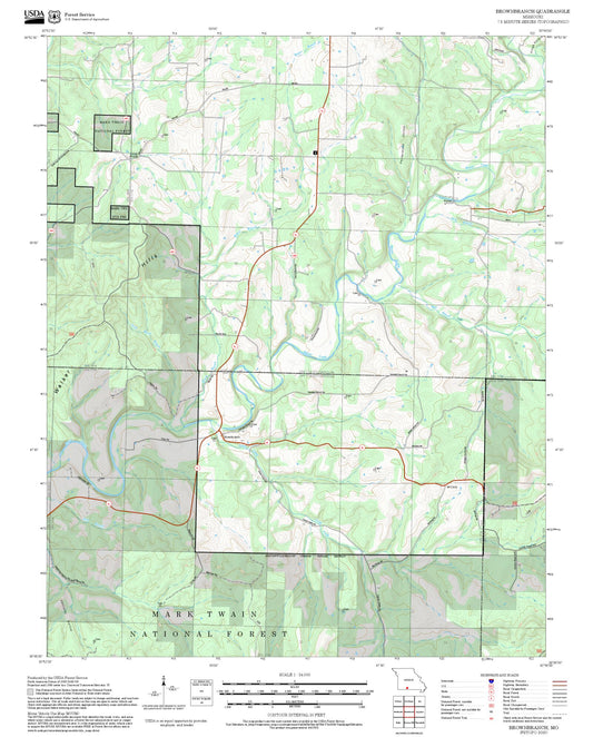 2025 Forest Service Topo Map of Brownbranch Missouri