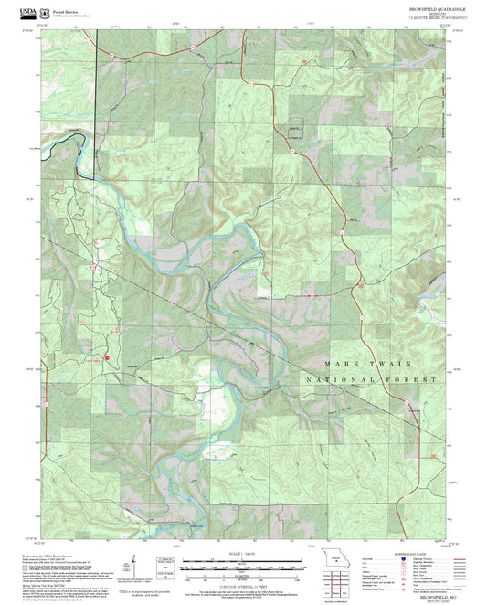 2025 Forest Service Topo Map of Brownfield Missouri