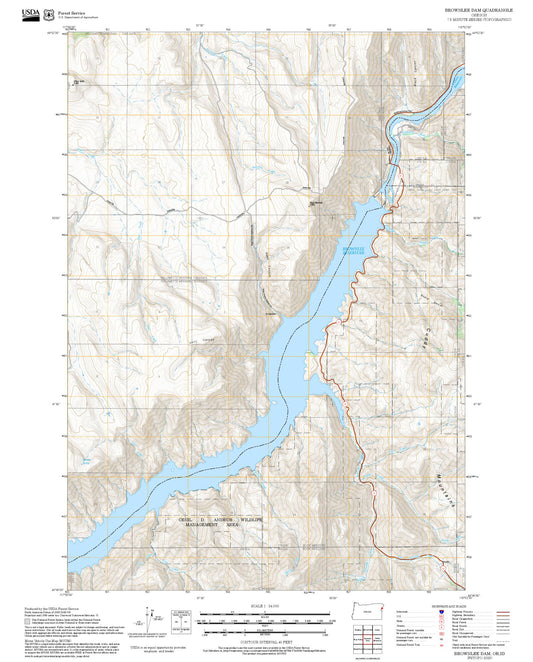 2025 Forest Service Topo Map of Brownlee Dam Oregon