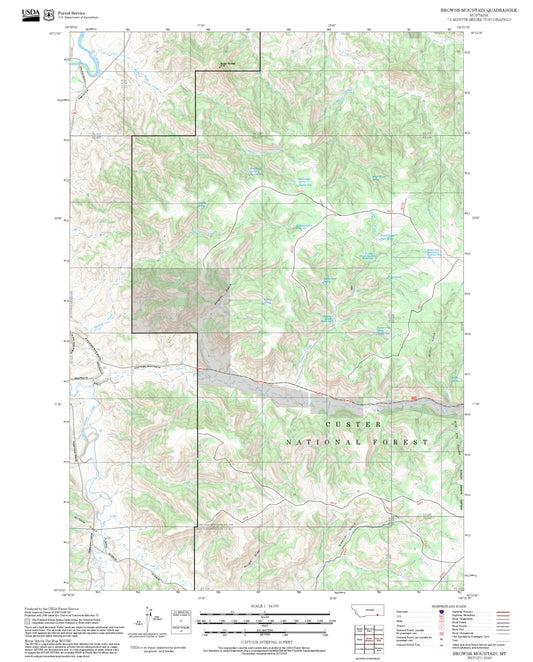 2025 Forest Service Topo Map of Browns Mountain Montana