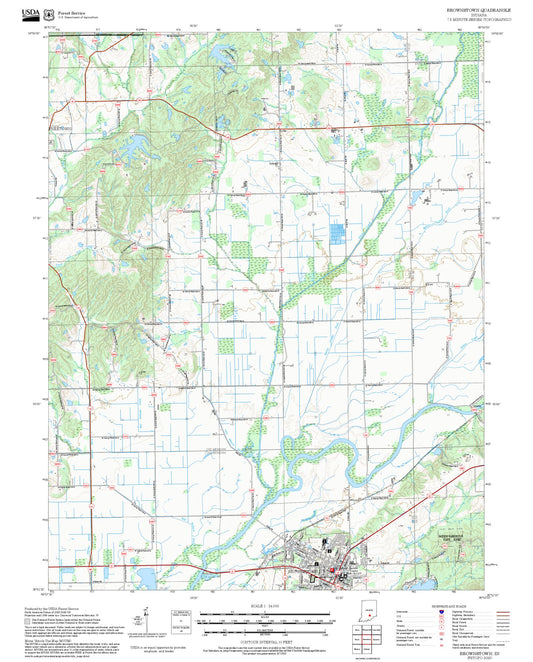 2025 Forest Service Topo Map of Brownstown Indiana
