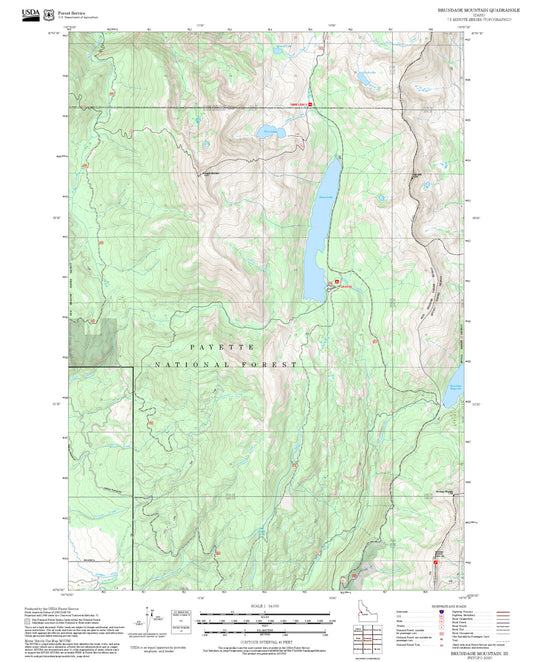2025 Forest Service Topo Map of Brundage Mountain Idaho