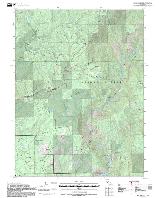 2025 Forest Service Topo Map of Brush Creek California
