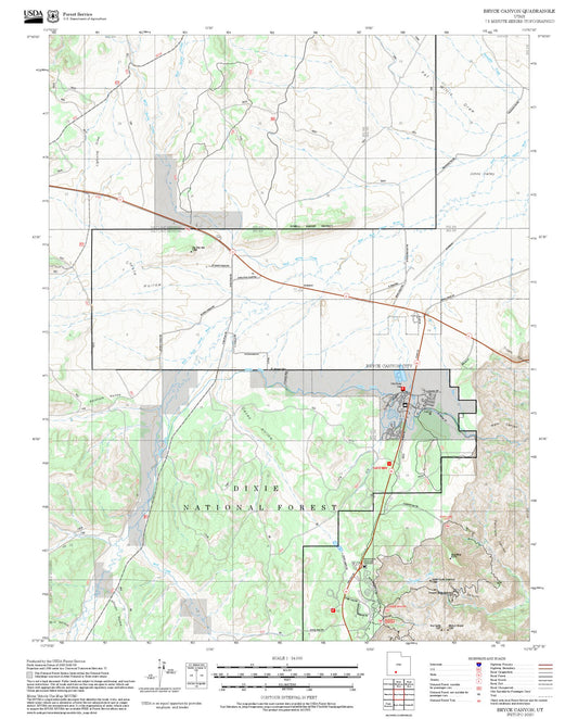 2025 Forest Service Topo Map of Bryce Canyon Utah