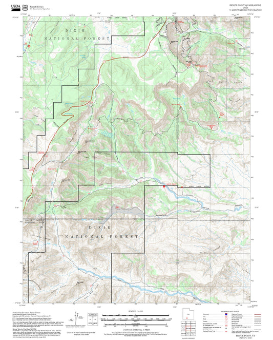 2025 Forest Service Topo Map of Bryce Point Utah