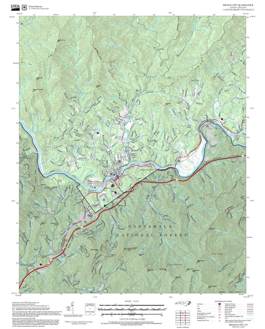 2025 Forest Service Topo Map of Bryson City North Carolina