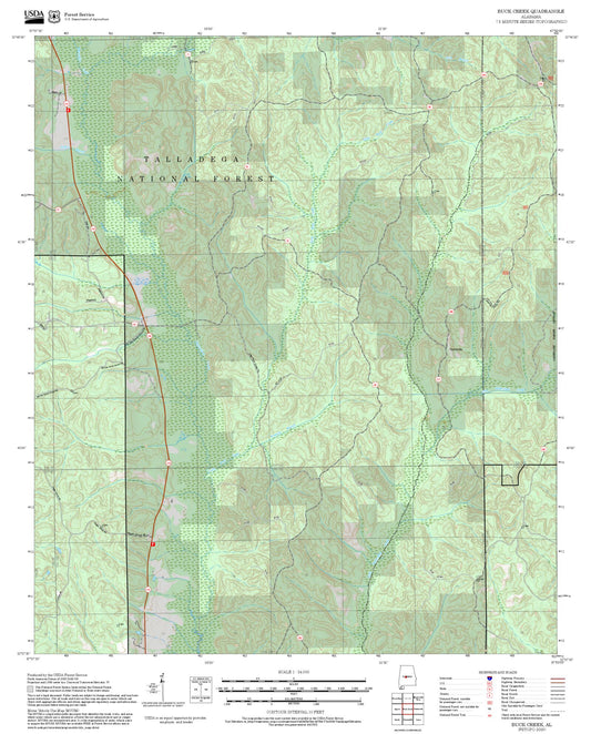 2025 Forest Service Topo Map of Buck Creek Alabama