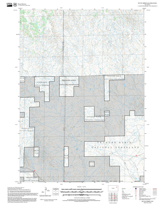 2025 Forest Service Topo Map of Buck Creek Wyoming
