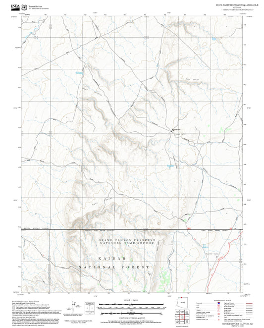 2025 Forest Service Topo Map of Buck Pasture Canyon Arizona