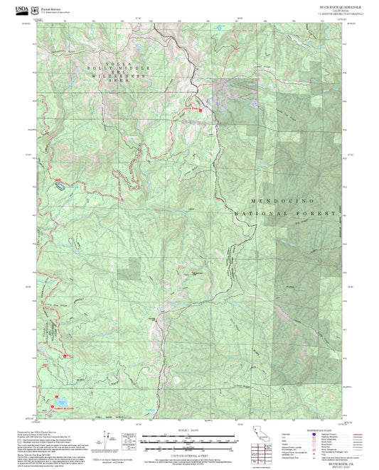 2025 Forest Service Topo Map of Buck Rock California