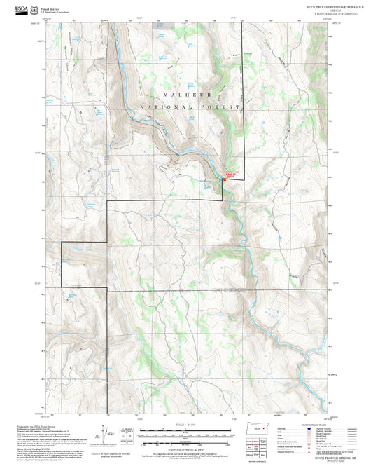 2025 Forest Service Topo Map of Buck Trough Spring Oregon