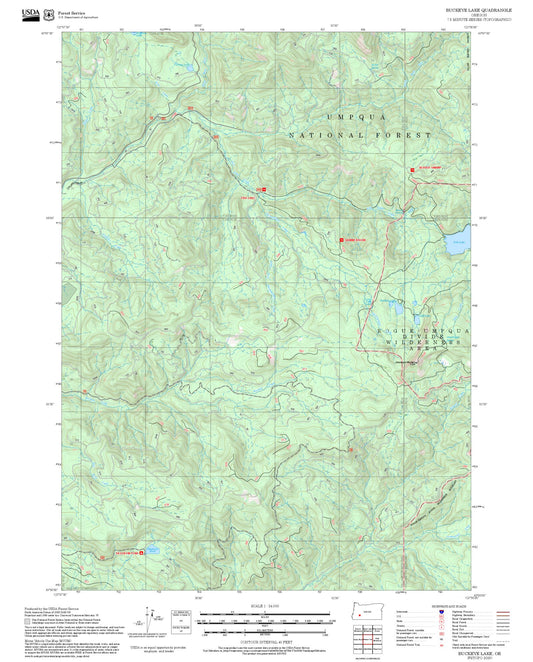 2025 Forest Service Topo Map of Buckeye Lake Oregon