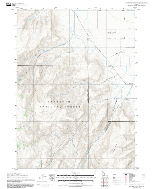 2025 Forest Service Topo Map of Buckhorn Canyon Idaho