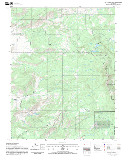 2025 Forest Service Topo Map of Buckhorn Lakes Colorado