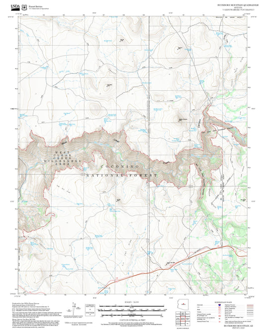 2025 Forest Service Topo Map of Buckhorn Mountain Arizona