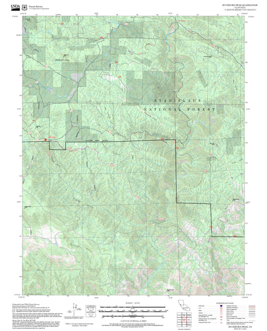 2025 Forest Service Topo Map of Buckhorn Peak California