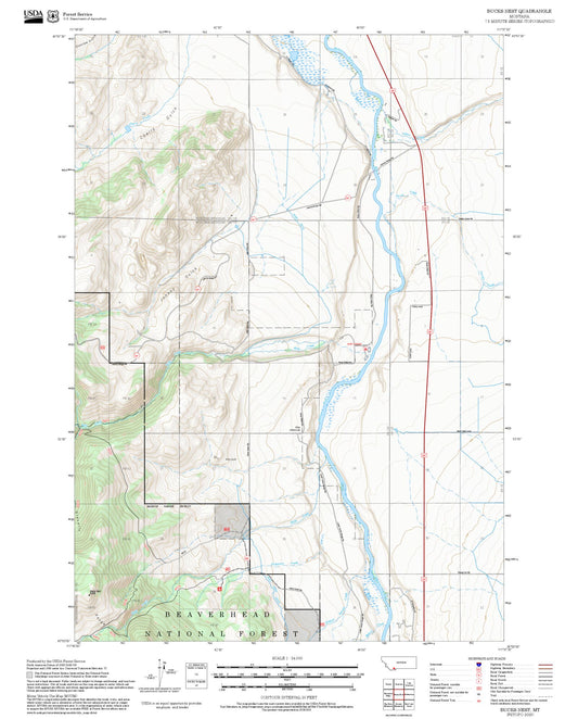 2025 Forest Service Topo Map of Bucks Nest Montana