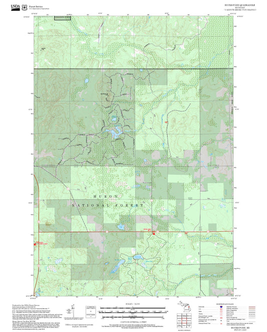 2025 Forest Service Topo Map of Bucks Pond Michigan