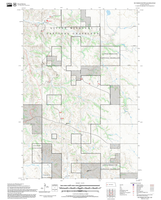 2025 Forest Service Topo Map of Buckskin Butte North Dakota