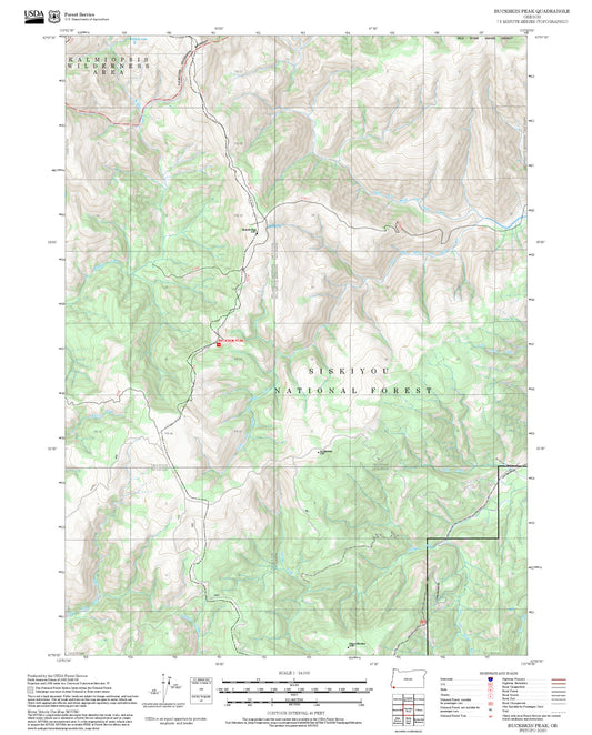 2025 Forest Service Topo Map of Buckskin Peak Oregon