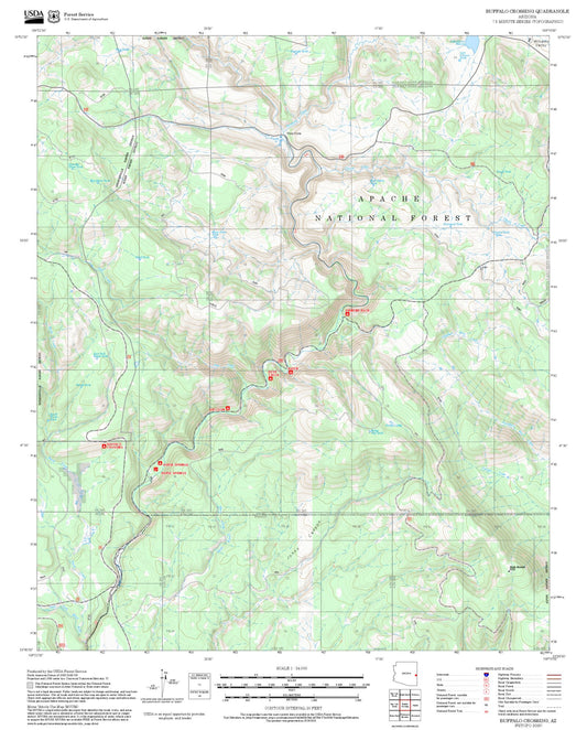 2025 Forest Service Topo Map of Buffalo Crossing Arizona