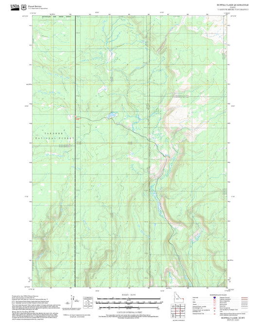 2025 Forest Service Topo Map of Buffalo Lake Idaho