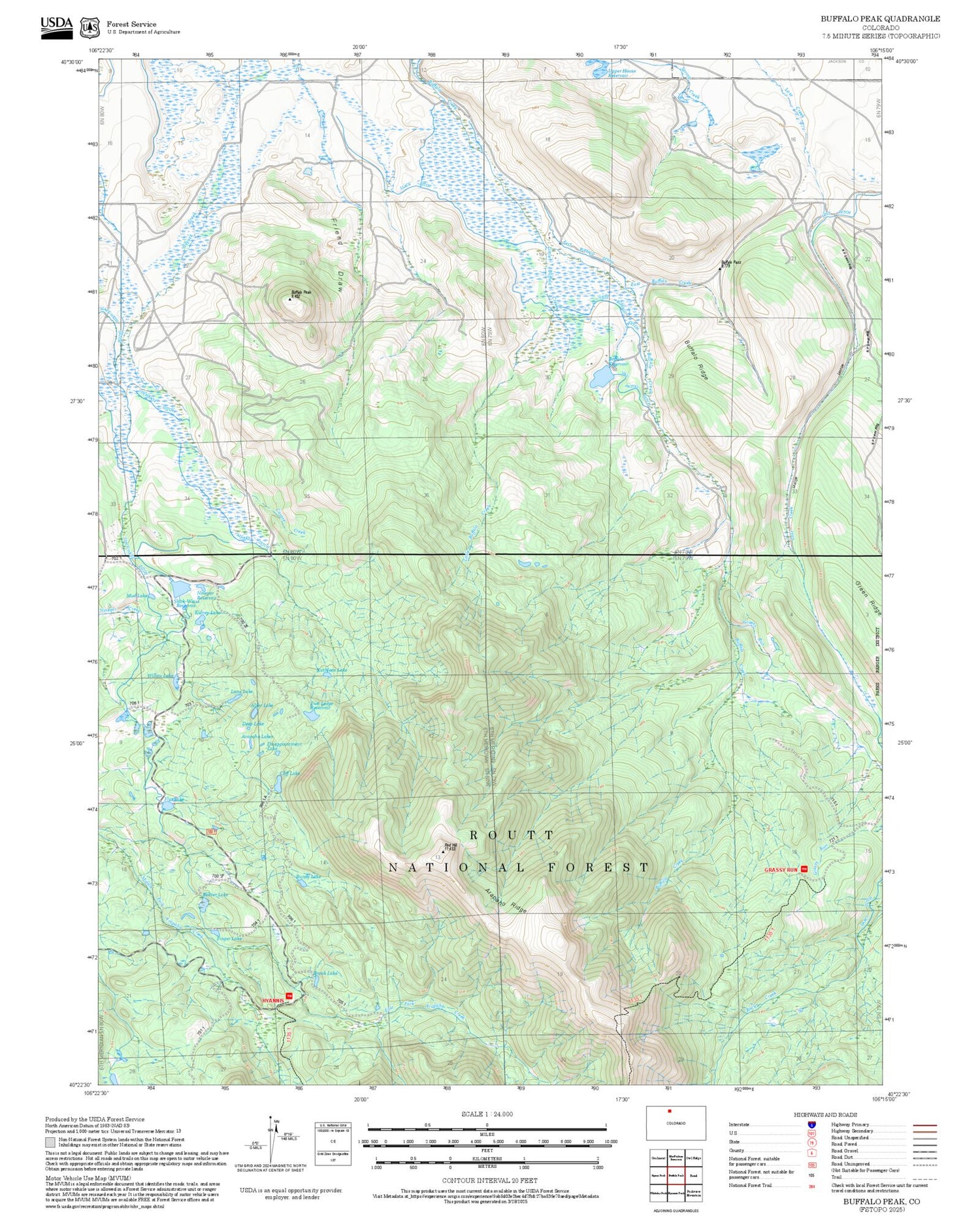 2025 Forest Service Topo Map of Buffalo Peak Colorado